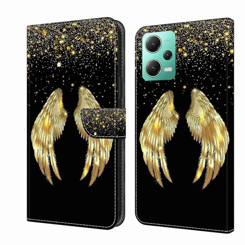 Xiaomi Redmi Note 12 5G Global / Poco X5 Crystal 3D Shockproof Protective Leather Phone Case - Golden Wings