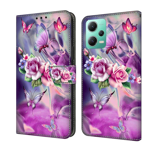 Xiaomi Redmi Note 12 5G Global / Poco X5 Crystal 3D Shockproof Protective Leather Phone Case - Butterfly