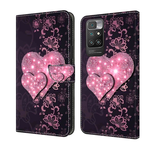 Xiaomi Redmi 10 Crystal 3D Shockproof Protective Leather Phone Case - Lace Love