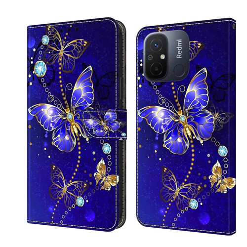 Xiaomi Redmi 11A 4G / Redmi 12C Global Crystal 3D Shockproof Protective Leather Phone Case - Diamond Butterfly