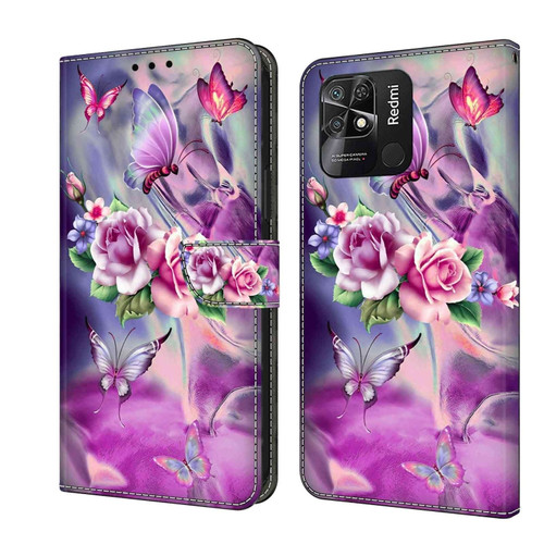 Xiaomi Redmi 10C Crystal 3D Shockproof Protective Leather Phone Case - Butterfly