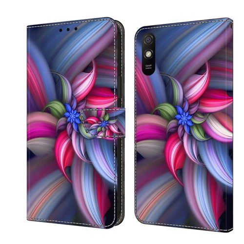 Xiaomi Redmi 9A Crystal 3D Shockproof Protective Leather Phone Case - Colorful Flower