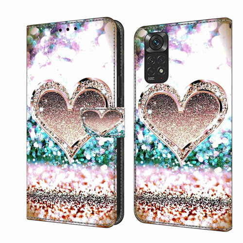 Xiaomi Redmi Note 11 Global Crystal 3D Shockproof Protective Leather Phone Case - Pink Diamond Heart