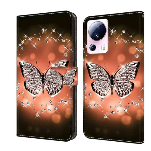 Xiaomi 13 Lite Crystal 3D Shockproof Protective Leather Phone Case - Crystal Butterfly