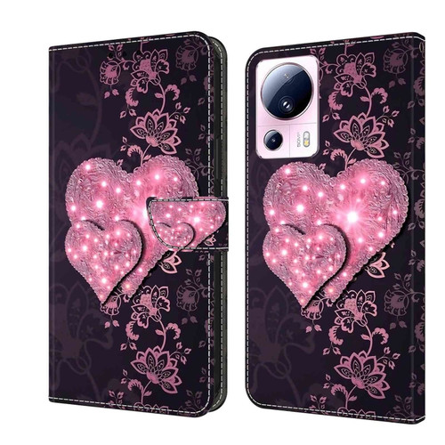 Xiaomi 13 Lite Crystal 3D Shockproof Protective Leather Phone Case - Lace Love