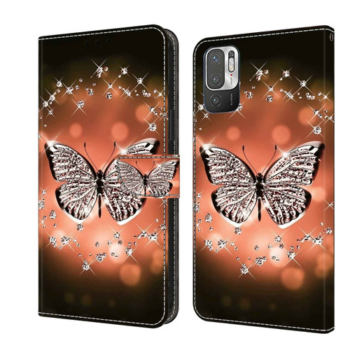 Xiaomi Redmi Note 10 5G Crystal 3D Shockproof Protective Leather Phone Case - Crystal Butterfly