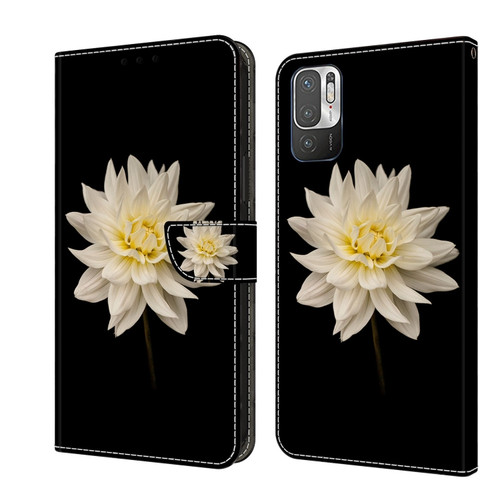 Xiaomi Redmi Note 10 5G Crystal 3D Shockproof Protective Leather Phone Case - White Flower