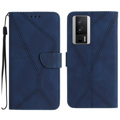 Xiaomi POCO F5 Pro 5G Stitching Embossed Leather Phone Case - Blue