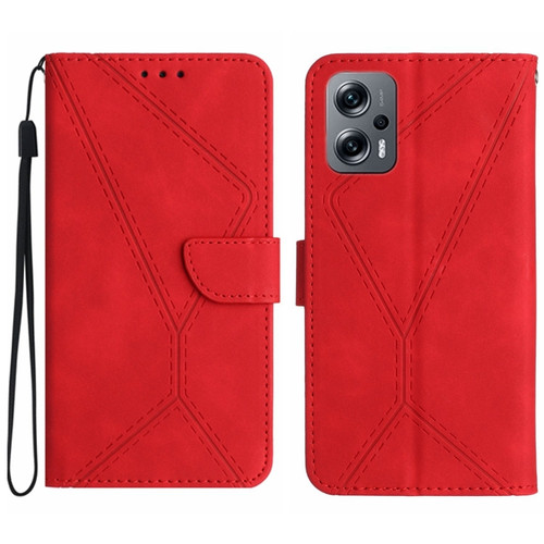 Xiaomi POCO X4 GT Stitching Embossed Leather Phone Case - Red