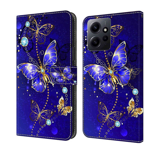 Xiaomi Redmi Note 12 4G Crystal 3D Shockproof Protective Leather Phone Case - Diamond Butterfly