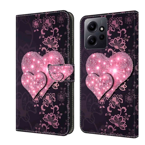 Xiaomi Redmi Note 12 4G Crystal 3D Shockproof Protective Leather Phone Case - Lace Love