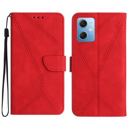Xiaomi Redmi Note 12 5G Stitching Embossed Leather Phone Case - Red