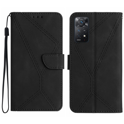 Redmi Note 12 Pro 4G/5G Stitching Embossed Leather Phone Case - Black