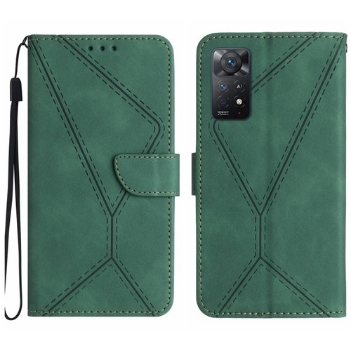 Redmi Note 11 4G Global Stitching Embossed Leather Phone Case - Green