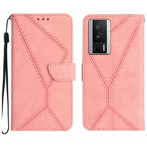 Xiaomi POCO F5 Pro 5G Stitching Embossed Leather Phone Case - Pink