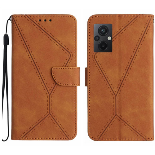 Xiaomi POCO M5 / M4 5G Stitching Embossed Leather Phone Case - Brown