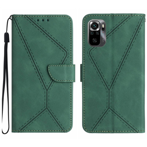 Xiaomi POCO M5S Stitching Embossed Leather Phone Case - Green