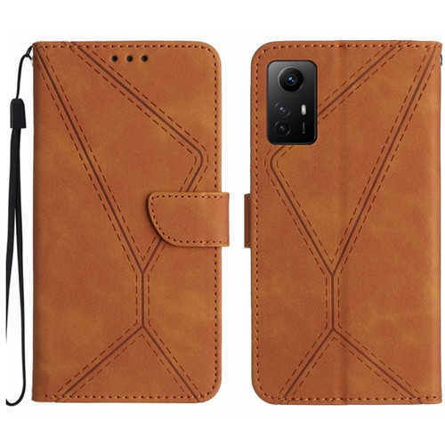 Xiaomi Redmi Note 12S Stitching Embossed Leather Phone Case - Brown