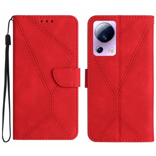 Xiaomi 13 Lite Stitching Embossed Leather Phone Case - Red