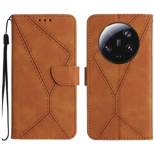 Xiaomi 13 Ultra Stitching Embossed Leather Phone Case - Brown