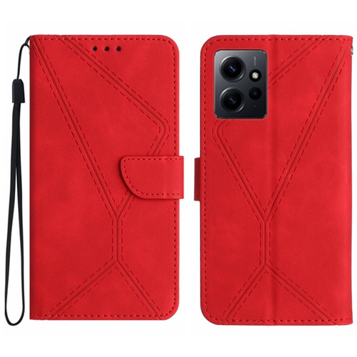 Xiaomi Redmi Note 12 4G Stitching Embossed Leather Phone Case - Red