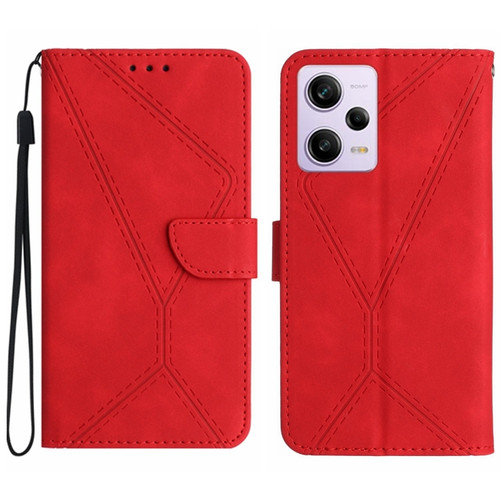 Xiaomi Redmi Note 12 Pro+ Stitching Embossed Leather Phone Case - Red