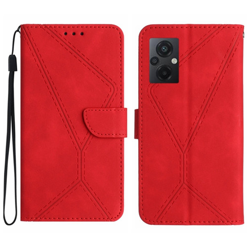 Xiaomi POCO M5 / M4 5G Stitching Embossed Leather Phone Case - Red