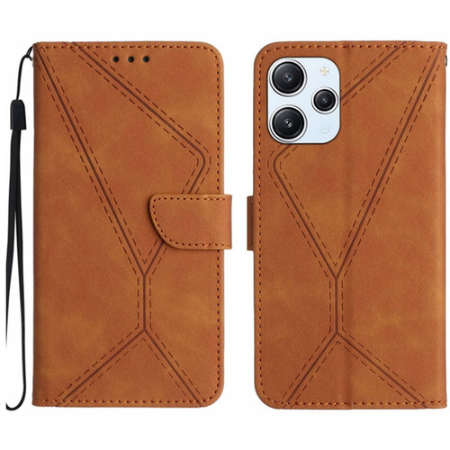 Xiaomi Redmi 12 4G Global Stitching Embossed Leather Phone Case - Brown