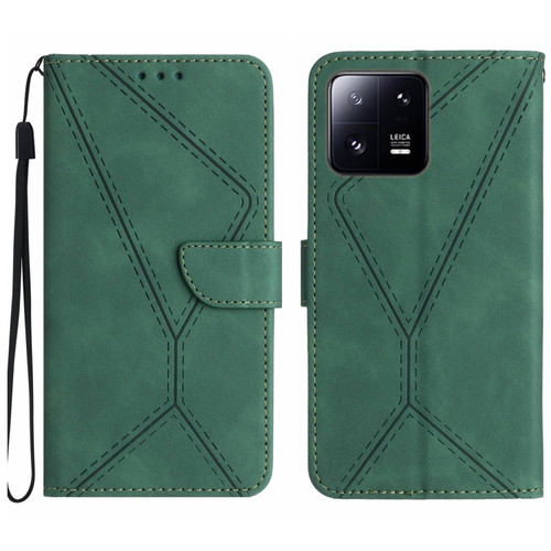 Xiaomi 13 Stitching Embossed Leather Phone Case - Green