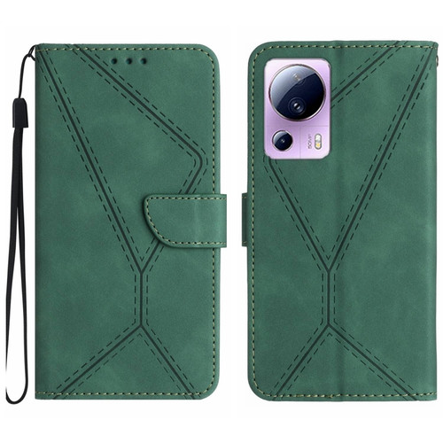 Xiaomi 13 Lite Stitching Embossed Leather Phone Case - Green