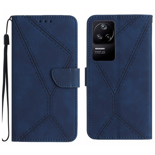 Xiaomi POCO F4 5G Stitching Embossed Leather Phone Case - Blue
