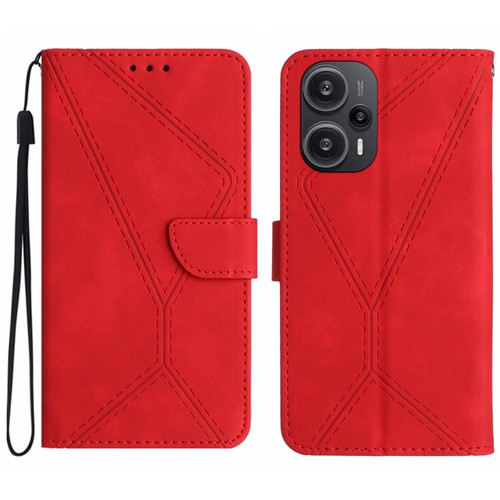 Xiaomi POCO F5 5G Stitching Embossed Leather Phone Case - Red