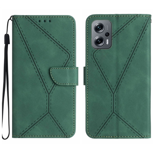 Xiaomi POCO X4 GT Stitching Embossed Leather Phone Case - Green