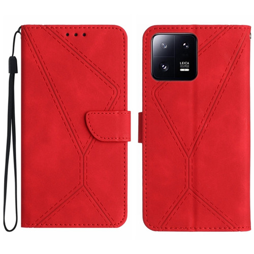 Xiaomi 13 Stitching Embossed Leather Phone Case - Red