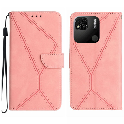 Xiaomi Redmi 10A Stitching Embossed Leather Phone Case - Pink