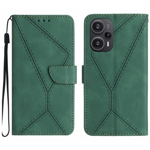 Xiaomi POCO F5 5G Stitching Embossed Leather Phone Case - Green