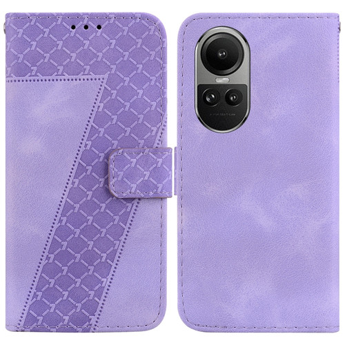 OPPO Reno10 5G Global/Reno10 Pro Global 7-shaped Embossed Leather Phone Case - Purple