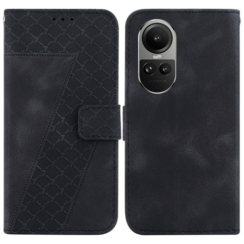 OPPO Reno10 5G Global/Reno10 Pro Global 7-shaped Embossed Leather Phone Case - Black