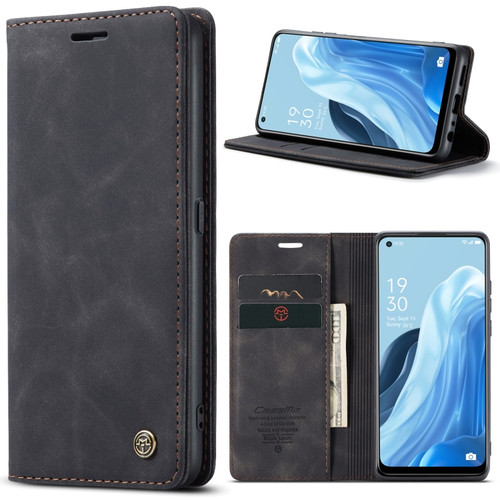 OPPO Reno7 4G Indonesia/F21 Pro 4G/Reno8 4G CaseMe 013 Multifunctional Horizontal Flip Leather Phone Case - Black