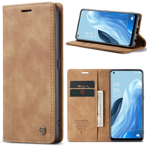 OPPO Reno7 4G Indonesia/F21 Pro 4G/Reno8 4G CaseMe 013 Multifunctional Horizontal Flip Leather Phone Case - Brown
