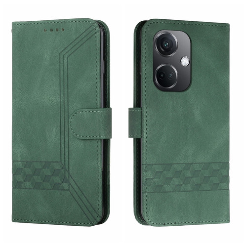 OPPO K11 Cubic Skin Feel Flip Leather Phone Case - Green