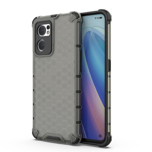 OPPO Reno7 5G Global / Find X5 Lite Shockproof Honeycomb PC + TPU Phone Case - Black