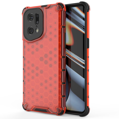 OPPO Find X5 Pro Shockproof Honeycomb PC + TPU Phone Case - Red