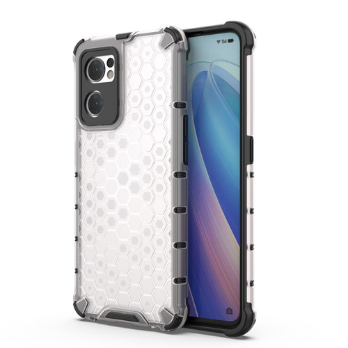 OPPO Reno7 5G Global / Find X5 Lite Shockproof Honeycomb PC + TPU Phone Case - White