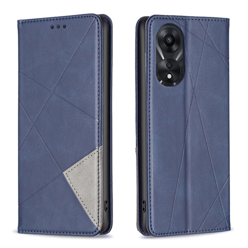 OPPO A78 5G Prismatic Invisible Magnetic Leather Phone Case - Blue