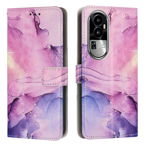 OPPO Reno10 Pro+ Painted Marble Pattern Leather Phone Case - Purple