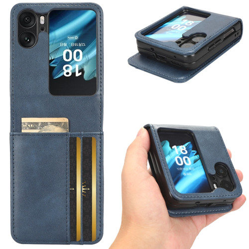 OPPO Find N2 Flip Symmetrical Triangle Leather Phone Case - Blue