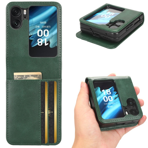 OPPO Find N2 Flip Symmetrical Triangle Leather Phone Case - Green