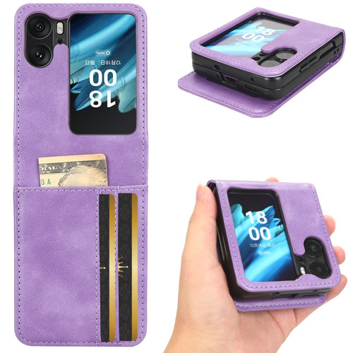 OPPO Find N2 Flip Symmetrical Triangle Leather Phone Case - Purple