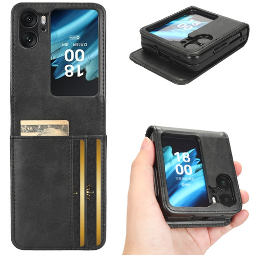 OPPO Find N2 Flip Symmetrical Triangle Leather Phone Case - Black